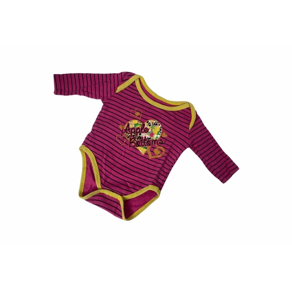 Apple Bottom's Infant Girls Bodysuit Pink One Piece Long Sleeve Size 0-3 Months